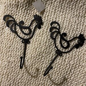 Black Metal Rooster Wall Hooks